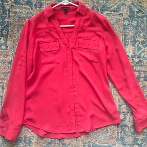 Express Coral Portofino Button Down Blouse XS
